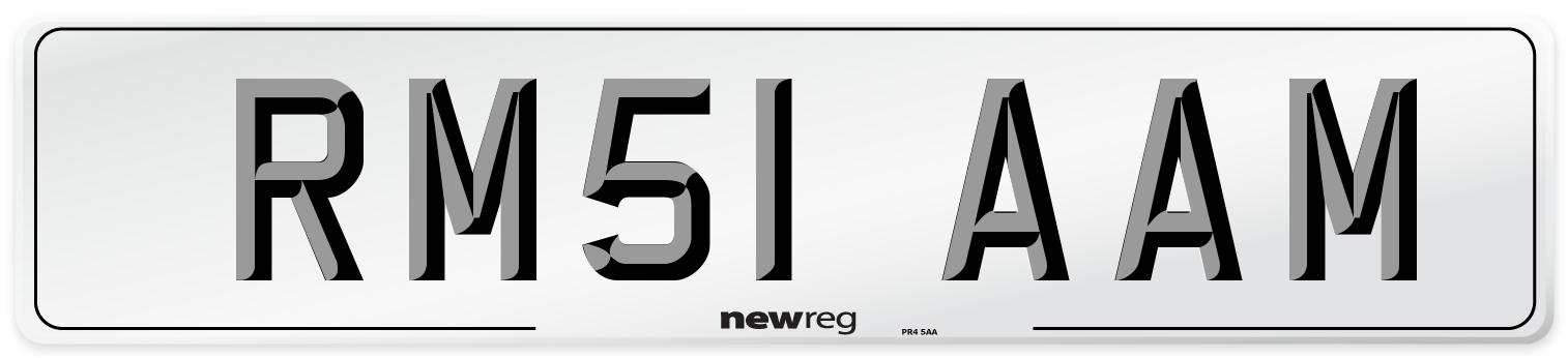 RM51 AAM Number Plate from New Reg